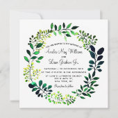 Invitation Aquarelle rustique Botanique Mariage de verdure (Devant)
