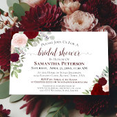 Invitation Aquarelle rustique Bourgogne Fête des mariées flor