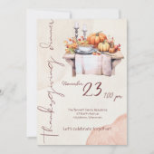 Invitation Aquarelle Rustique Brûlé Orange Thanksgiving Dîner (Devant)