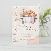 Invitation Aquarelle Rustique Brûlé Orange Thanksgiving Dîner (Debout devant)