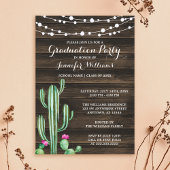 Invitation Aquarelle rustique Cactus Grange Bois