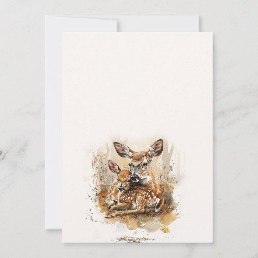 Invitation Aquarelle rustique Cerf Oops Baby (Dos)