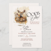Invitation Aquarelle rustique Cerf Oops Baby (Devant / Derrière)