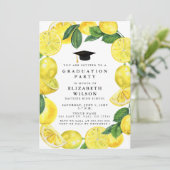 Invitation Aquarelle rustique Citron courre Graduation (Debout devant)
