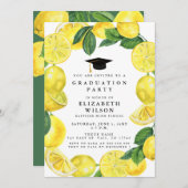 Invitation Aquarelle rustique Citron courre Graduation (Devant / Derrière)