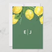 Invitation Aquarelle rustique Citrus Lemon Mariage (Dos)