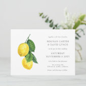 Invitation Aquarelle rustique Citrus Lemon Mariage (Debout devant)