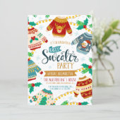 Invitation Aquarelle rustique Doux moche fête de Noël (Debout devant)