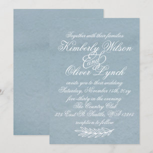 Invitation Aquarelle rustique Dusty Bleu Nature Mariage