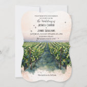Invitation Aquarelle rustique Élégant Mariage de vignoble (Devant)