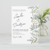 Invitation Aquarelle rustique Eucalyplace Mariage de verdure (Debout devant)
