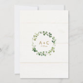 Invitation Aquarelle rustique Eucalyptus Mariage de bois vert (Dos)