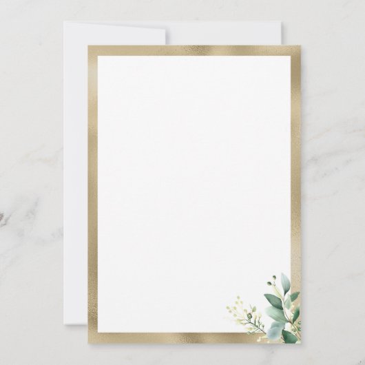 Invitation Aquarelle rustique eucalyptus vert Enregistrer la  (Dos)