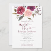 Invitation Aquarelle rustique Fête des mariées florale | (Devant)