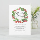 Invitation Aquarelle rustique Fête des mariées rouge cerisier (Debout devant)