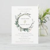 Invitation Aquarelle rustique Fiançailles de serrure vert feu (Debout devant)