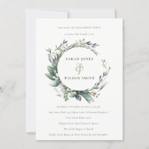 Invitation Aquarelle rustique Fiançailles de serrure vert feu