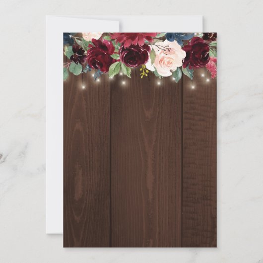 Invitation Aquarelle rustique fleurie gratteuse à action de p (Dos)