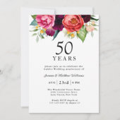 Invitation Aquarelle rustique Floral 50e anniversaire Mariage (Devant)
