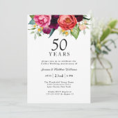 Invitation Aquarelle rustique Floral 50e anniversaire Mariage (Debout devant)
