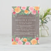 Invitation Aquarelle rustique Floral Bois Fête des mariées ph (Debout devant)