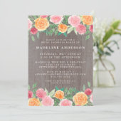 Invitation Aquarelle rustique Floral Bois Fête des mariées ph (Debout devant)