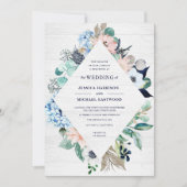 Invitation Aquarelle rustique Floral Bois Marine Mariage d'ét (Devant)