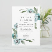 Invitation Aquarelle rustique Floral Dusty Fête des mariées b (Debout devant)