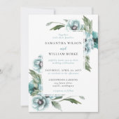 Invitation Aquarelle rustique Floral Dusty Mariage bleu (Devant)