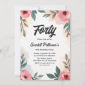Invitation Aquarelle rustique Floral été 40e anniversaire (Devant)