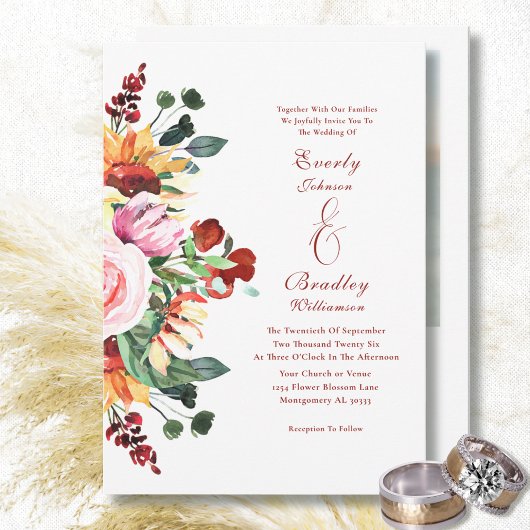 Invitation Aquarelle Rustique Floral Mariage de tonalité Terr