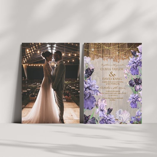 Invitation Aquarelle rustique Floral Mariage Photo