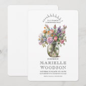 Invitation Aquarelle rustique Floral Surprise 70e anniversair (Devant / Derrière)