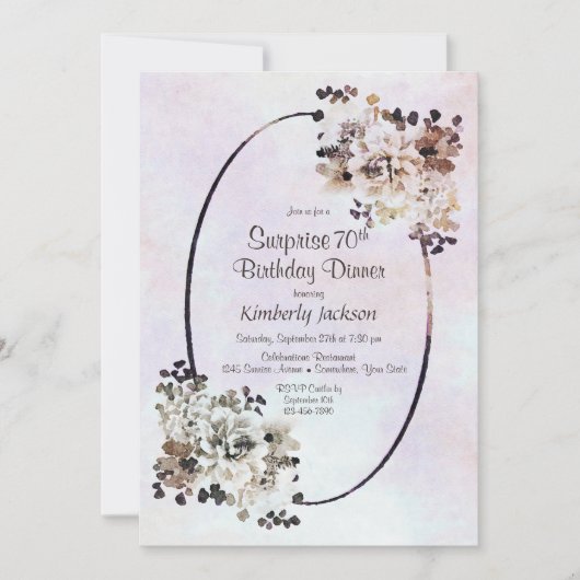 Invitation Aquarelle rustique Floral Surprise 70e anniversair (Devant)