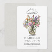 Invitation Aquarelle rustique Floral Surprise 80e anniversair (Devant / Derrière)