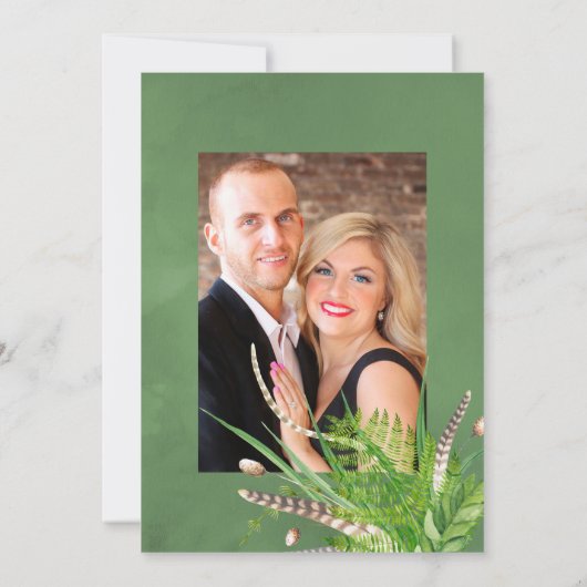 Invitation Aquarelle Rustique Forest Mariage Photo (Dos)