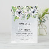 Invitation Aquarelle rustique Ice Bleu Floral Blanc Mariage (Debout devant)