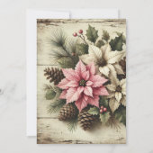 Invitation Aquarelle rustique imprimable Poinsététie d'hiver (Dos)