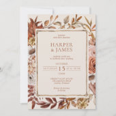 Invitation Aquarelle rustique Mariage de cadre Floral Automne (Devant)