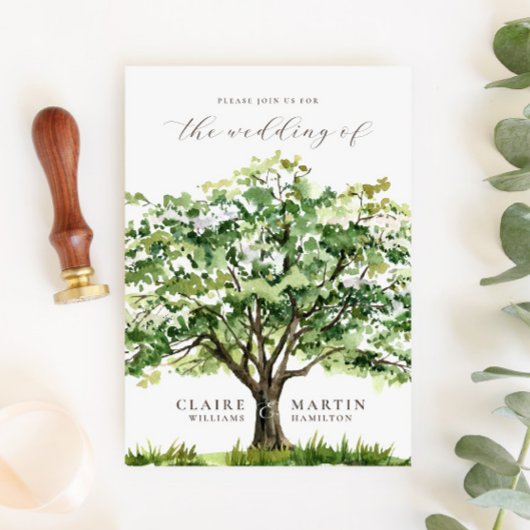 Invitation Aquarelle rustique Mariage en bois