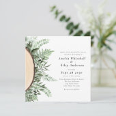 Invitation Aquarelle rustique Mariage monogramme en bois Flor (Debout devant)