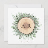 Invitation Aquarelle rustique Mariage monogramme en bois Flor (Dos)
