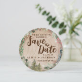 Invitation Aquarelle Rustique Mariage Photo Wood Grain (Debout devant)