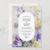 Invitation Aquarelle rustique Mariage violet et jaune (Devant)