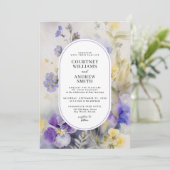 Invitation Aquarelle rustique Mariage violet et jaune (Debout devant)