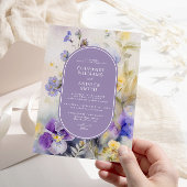Invitation Aquarelle rustique Mariage violet et jaune