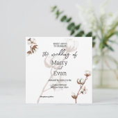 Invitation Aquarelle rustique minimaliste coton mariage (Debout devant)