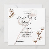 Invitation Aquarelle rustique minimaliste coton mariage (Devant)