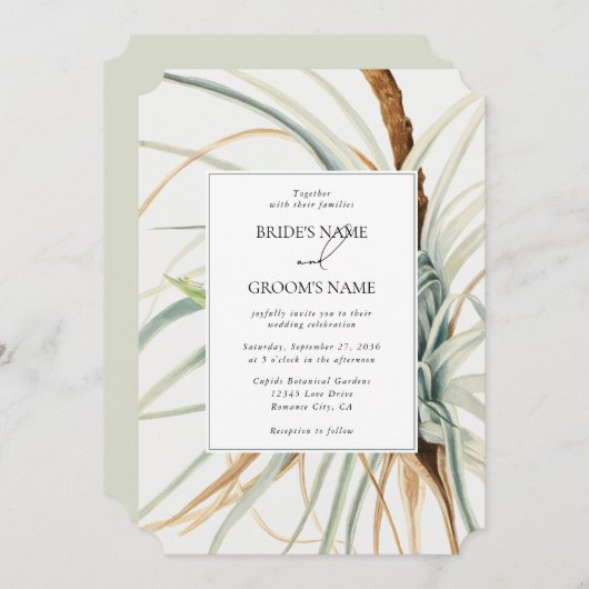 Invitation Aquarelle Rustique Neutral Boho Mariage botanique (Devant / Derrière)