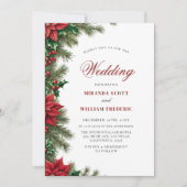 Invitation Aquarelle rustique Noël Rouge Floral Mariage (Devant)